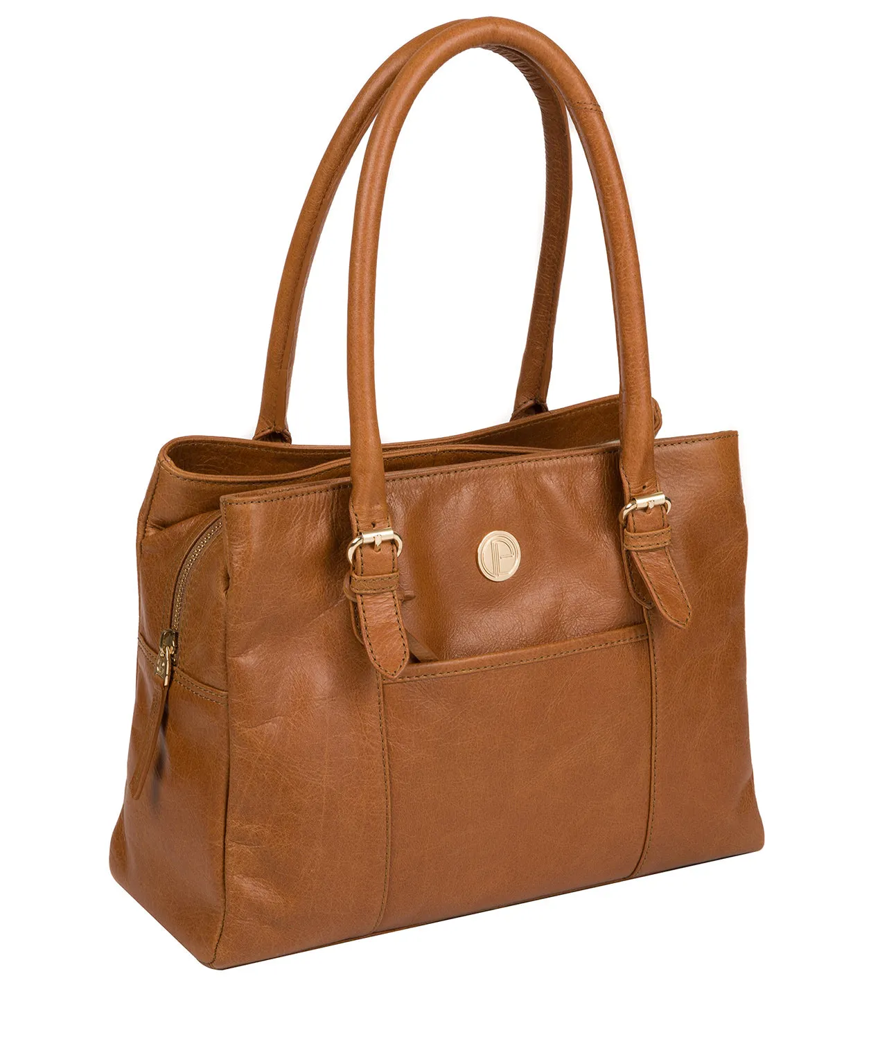 'Fleur' Saddle Tan Leather Handbag