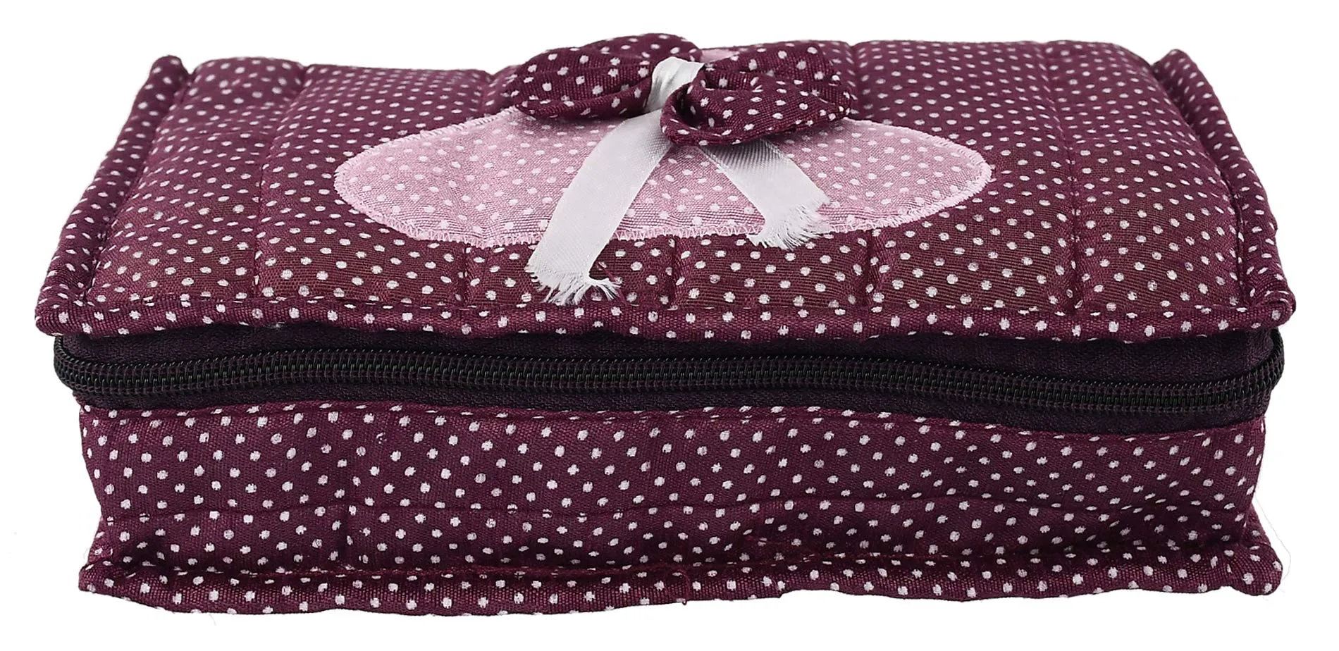 Fun Homes Cotton Multipurpose 7 Pocket Dot Printed Jewellery Storage Bag Pouch/Travel Kit Organizer (Purple)-Pack of 2-FHUNH15429