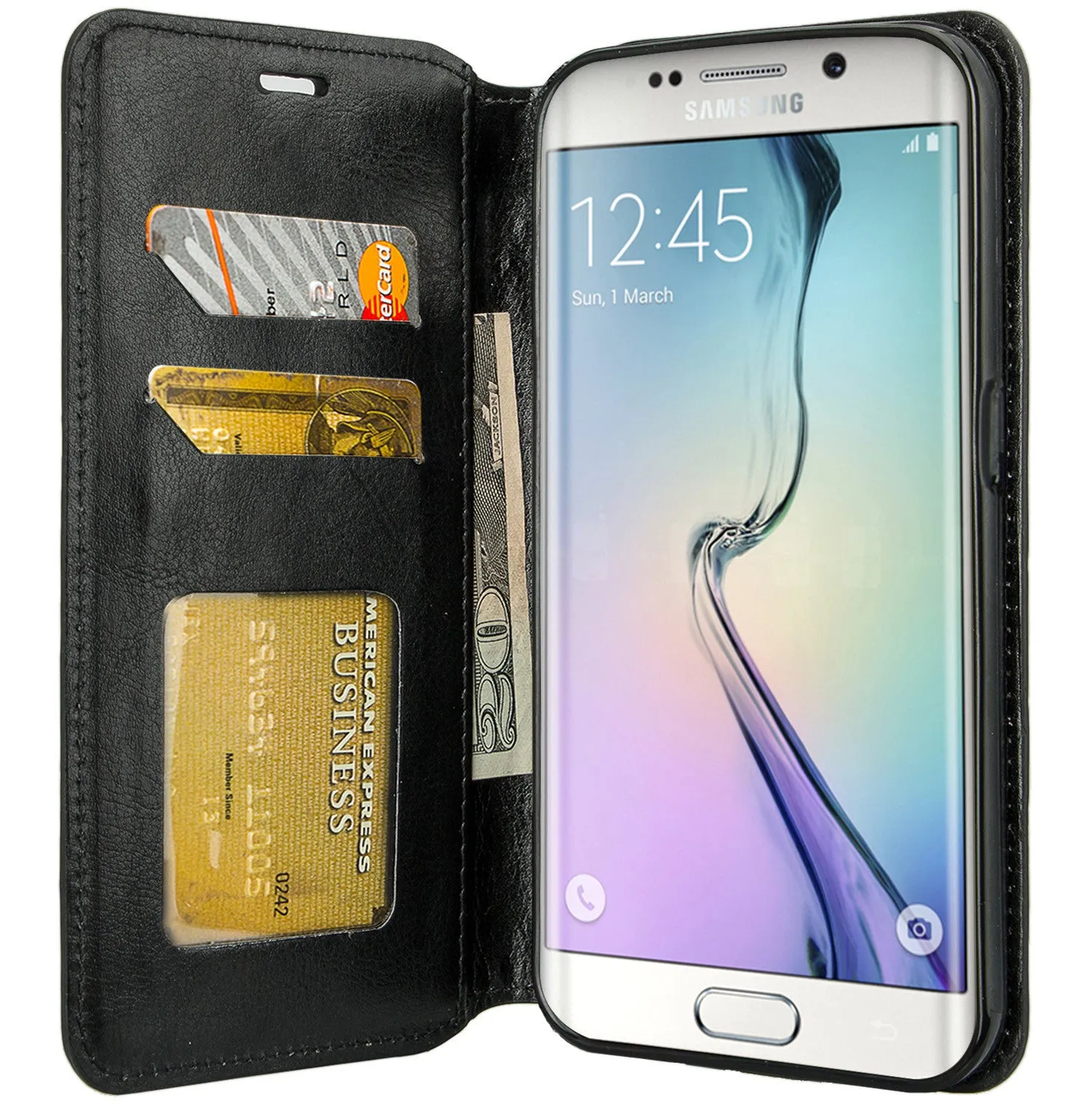 Galaxy S7 Case, Samsung Galaxy S7 Wallet Case, Flip Folio [Kickstand Feature] Pu Leather Wallet Case with ID & Credit Card Slot For Galaxy S7 - Black