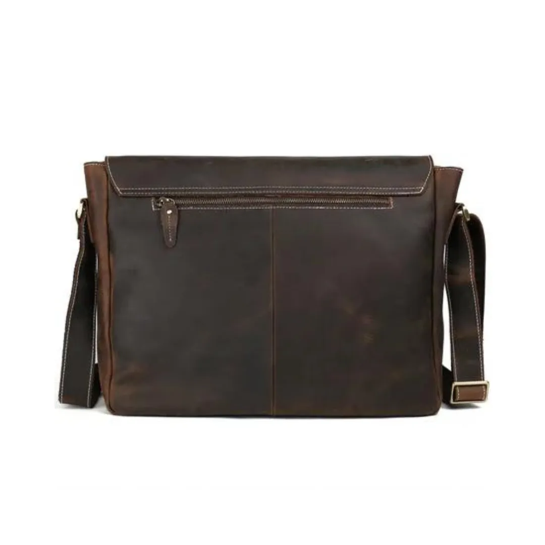 Genuine Leather Men Cross Body Messenger Bag | Dark Brown