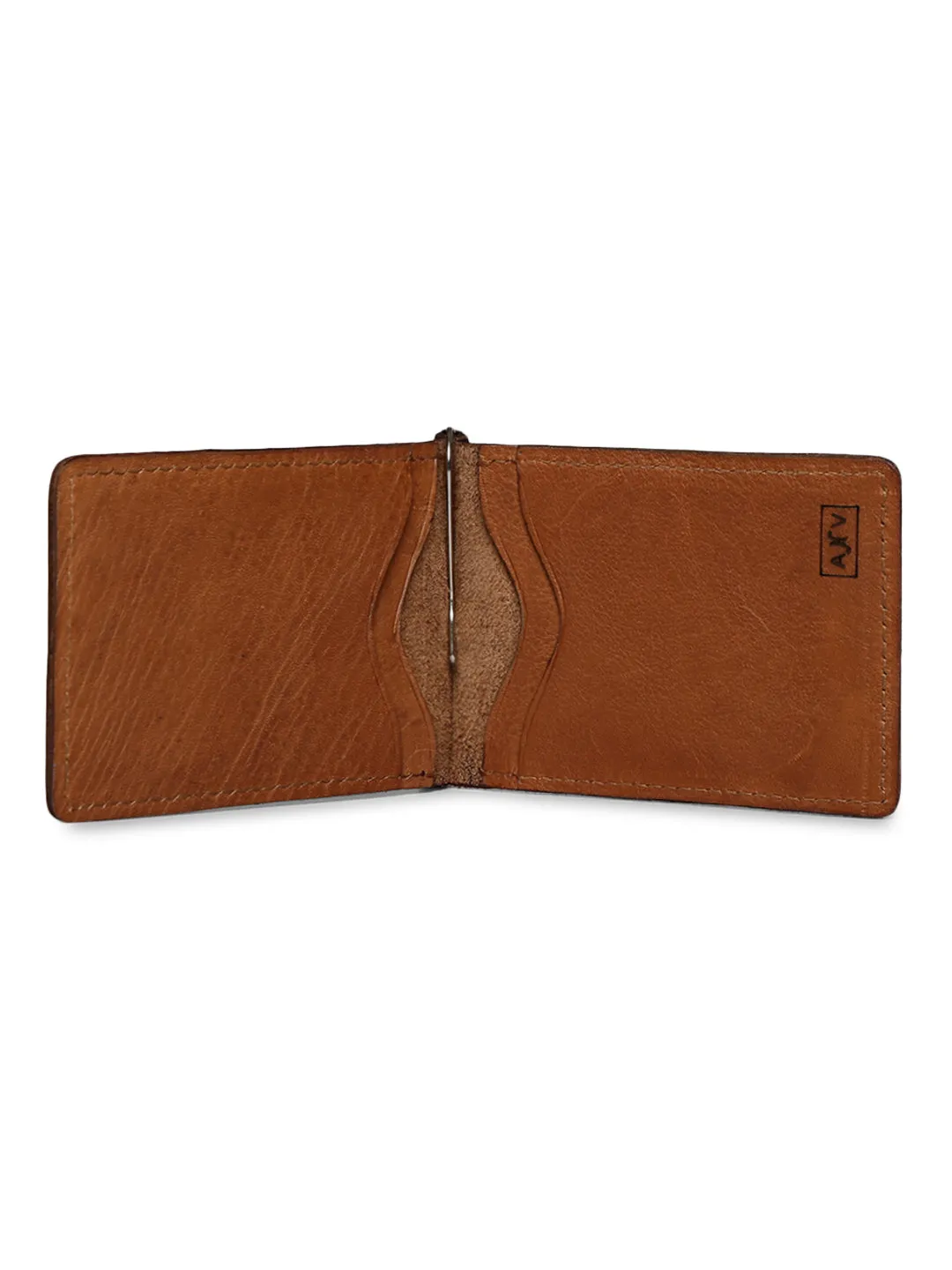 Geometric Elegance: Laser-Printed Tan Leather Wallet By Art N Vintage