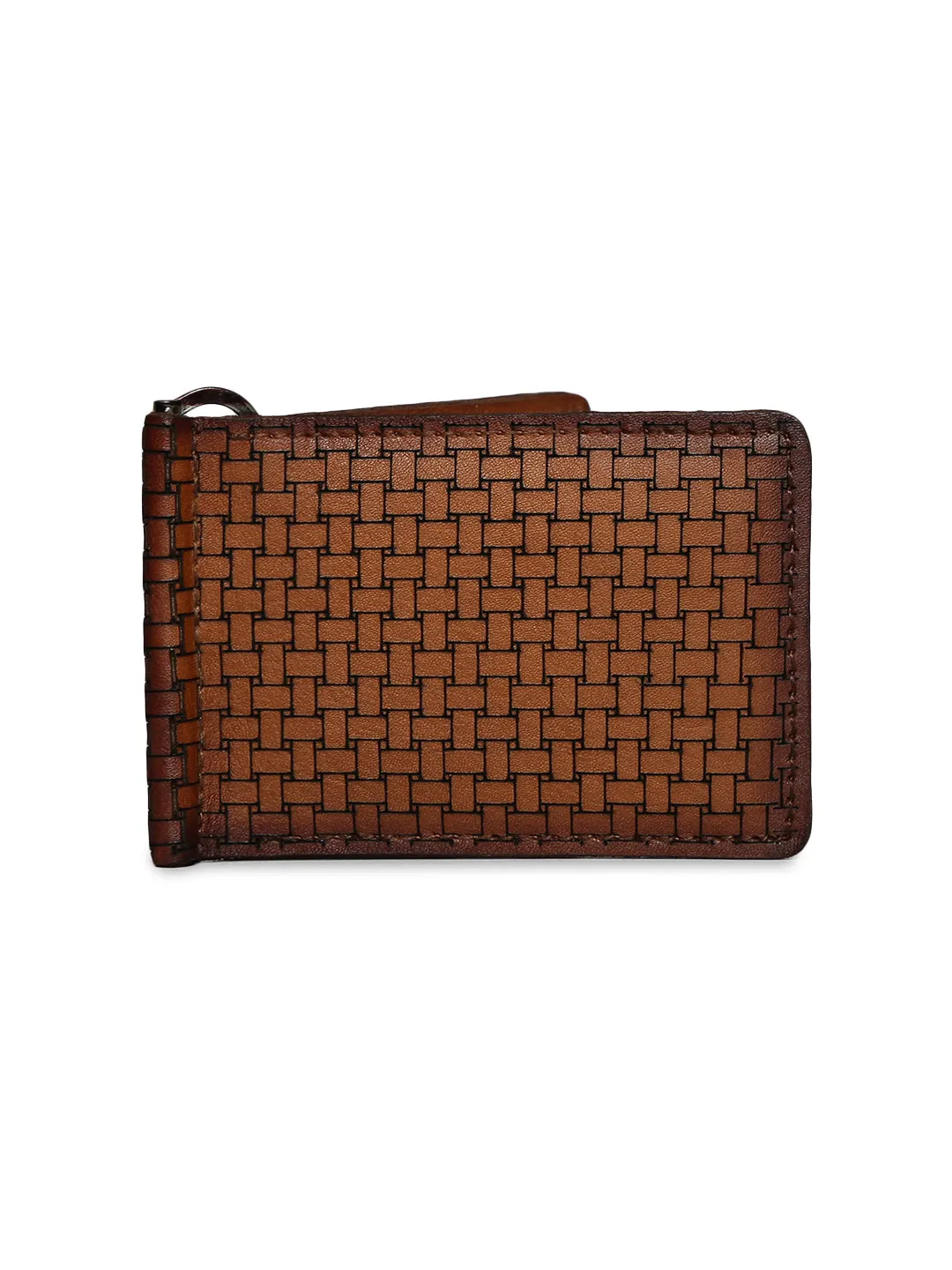 Geometric Elegance: Laser-Printed Tan Leather Wallet By Art N Vintage