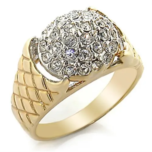 Gold Rhodium Brass Ring with Top Grade Crystal in Clear for Women Style 2W058