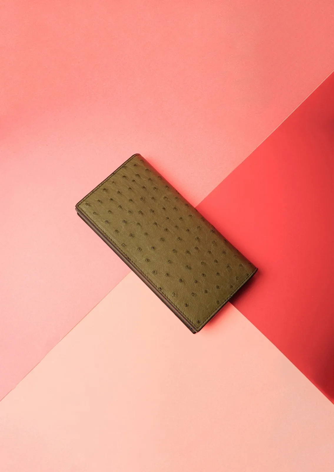 Green Handmade Ostrich Leather Wallet