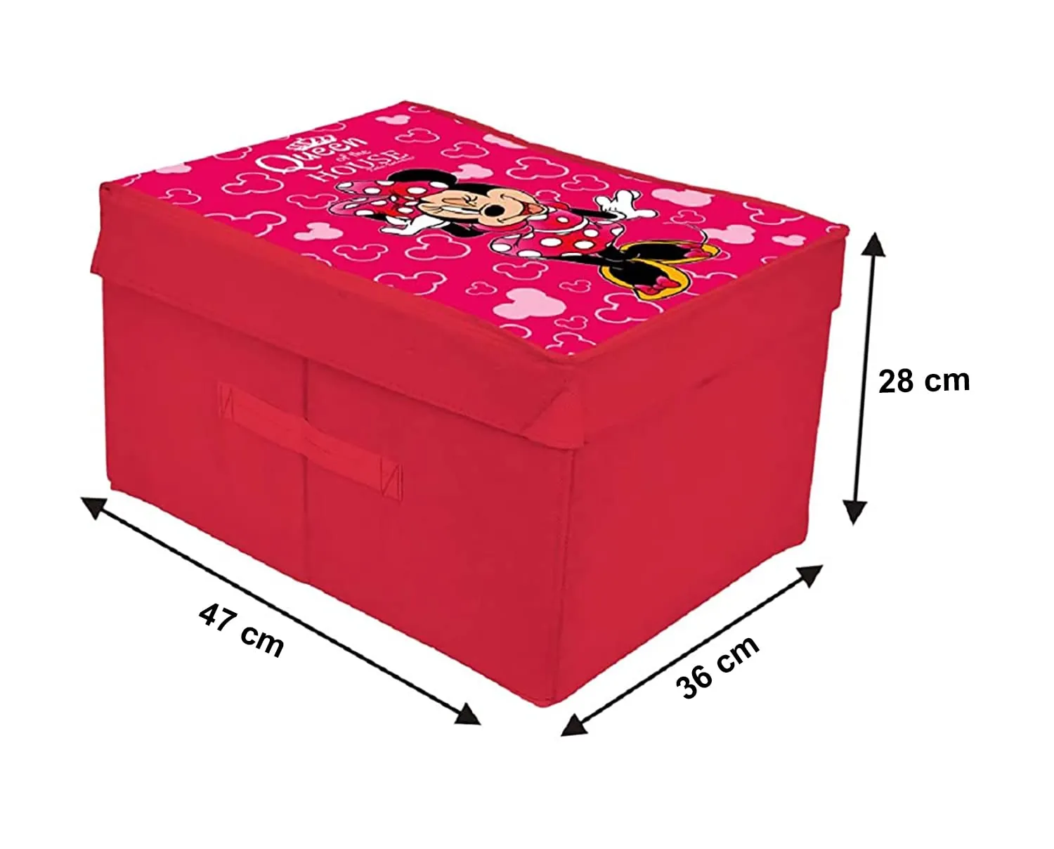 Heart Home Disney Minnie Printed Flodable Storage Box/Organizer For Toys, Cloths And Books With Lid & Handle- Pack of 2 (Pink)-HS43HEARTH26581