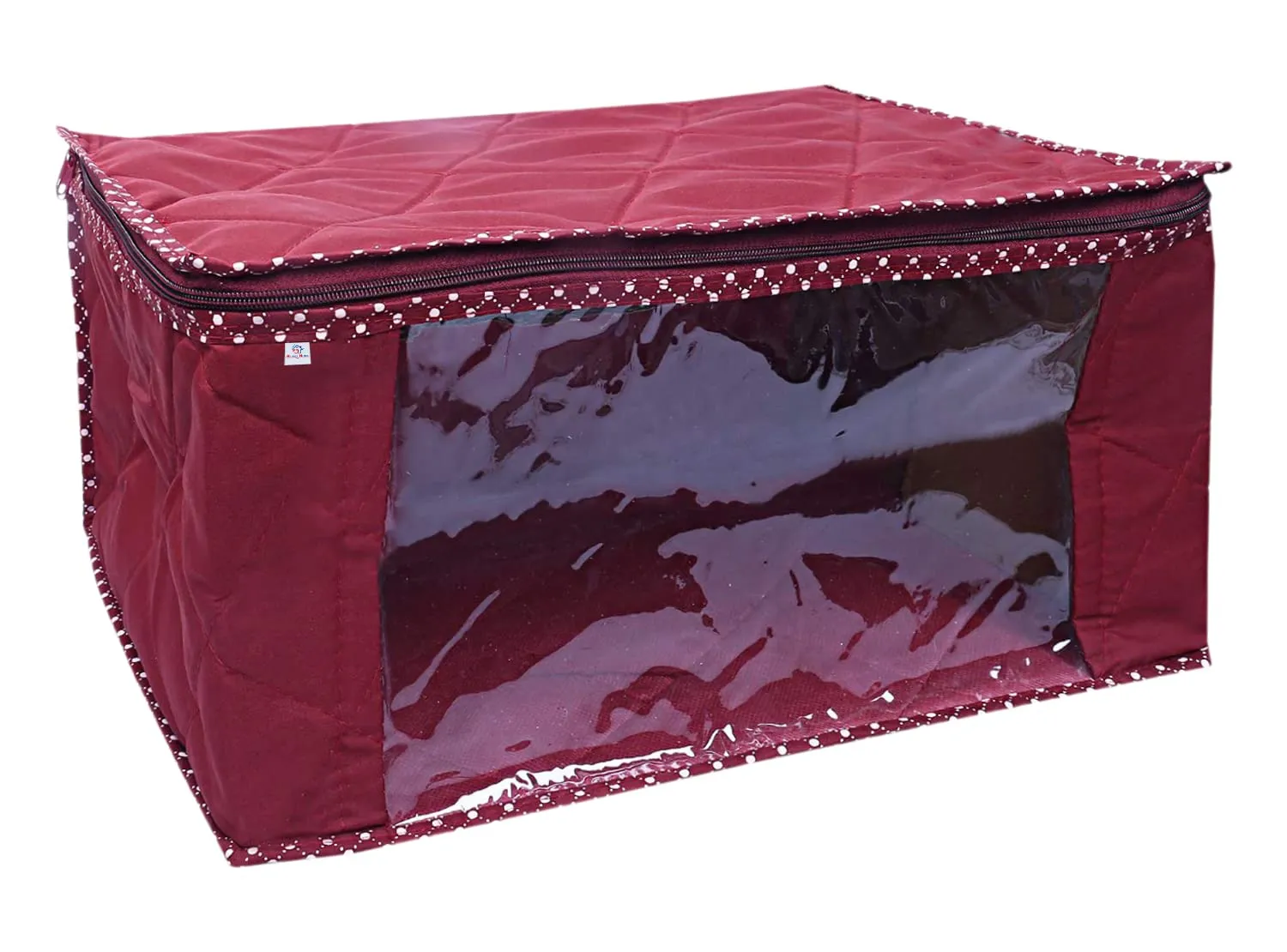 Heart Home Multiuses Foldable Parachute Saree Covers/Clothes Storage Bag/Wardrobe Organizer With Transparent Window- Pack of 3 (Maroon)