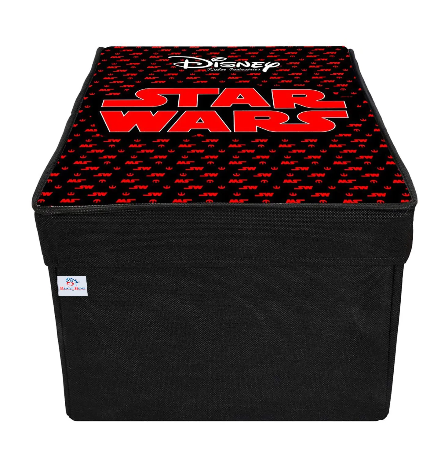 Heart Home Star War Printed Flodable Storage Box/Organizer For Toys, Cloths And Books With Lid & Handle- Pack of 2 (Black)-HS43HEARTH26585