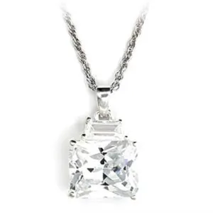 High-Polished 925 Sterling Silver Pendant with AAA Grade CZ in Clear for Women Clear Stone Color Style 6X304