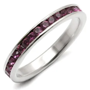 High-Polished 925 Sterling Silver Ring with Top Grade Crystal in Amethyst for Women Style LOAS915