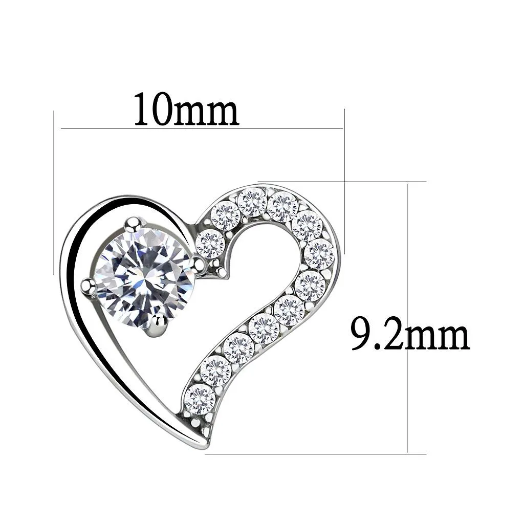 High polished (no plating) Stainless Steel Earrings with AAA Grade CZ in Clear for Women Clear Stone Color Style DA083