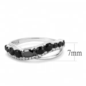 High polished (no plating) Stainless Steel Ring with AAA Grade CZ in Black Diamond for Women Style DA269