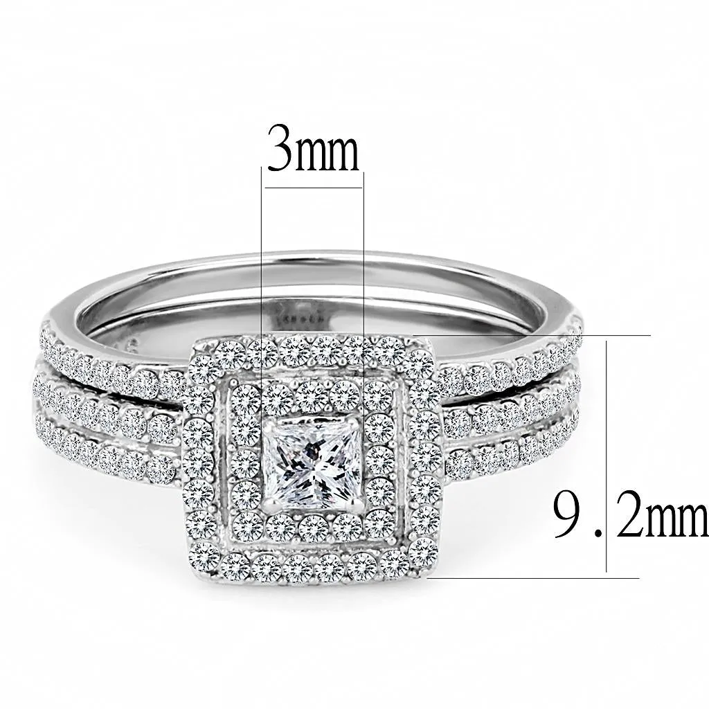 High polished (no plating) Stainless Steel Ring with AAA Grade CZ in Clear for Women Style DA064