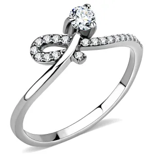 High polished (no plating) Stainless Steel Ring with AAA Grade CZ in Clear for Women Style DA142