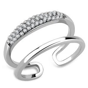 High polished (no plating) Stainless Steel Ring with AAA Grade CZ in Clear for Women Style DA247