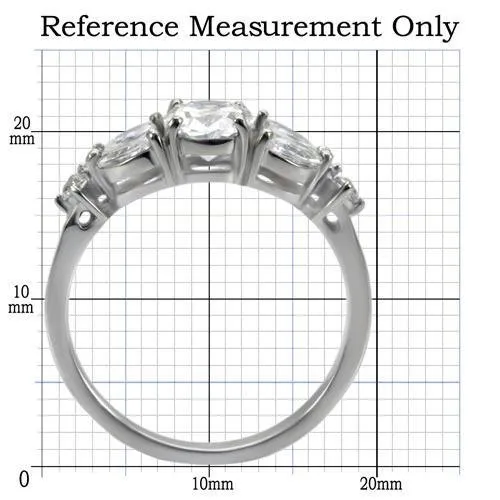 High polished (no plating) Stainless Steel Ring with AAA Grade CZ in Clear for Women Style TK073