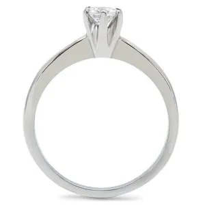 High polished (no plating) Stainless Steel Ring with AAA Grade CZ in Clear for Women Style TK203