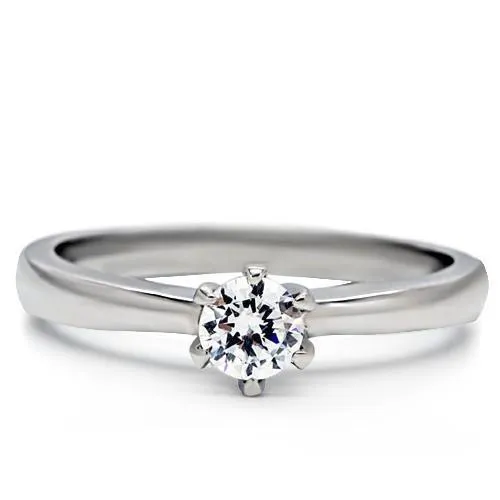 High polished (no plating) Stainless Steel Ring with AAA Grade CZ in Clear for Women Style TK203