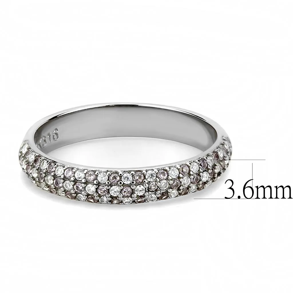 High polished (no plating) Stainless Steel Ring with AAA Grade CZ in Multi Color for Women Style DA231