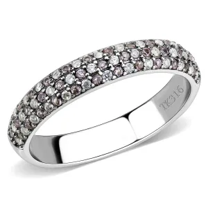 High polished (no plating) Stainless Steel Ring with AAA Grade CZ in Multi Color for Women Style DA231