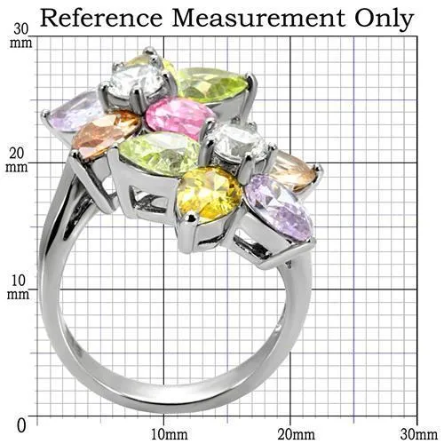 High polished (no plating) Stainless Steel Ring with AAA Grade CZ in Multi Color for Women Style TK111