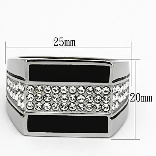 High polished (no plating) Stainless Steel Ring with Top Grade Crystal in Clear for Women Style TK1048