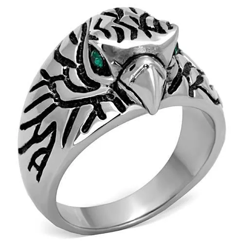 High polished (no plating) Stainless Steel Ring with Top Grade Crystal in Emerald for Women Style TK1600