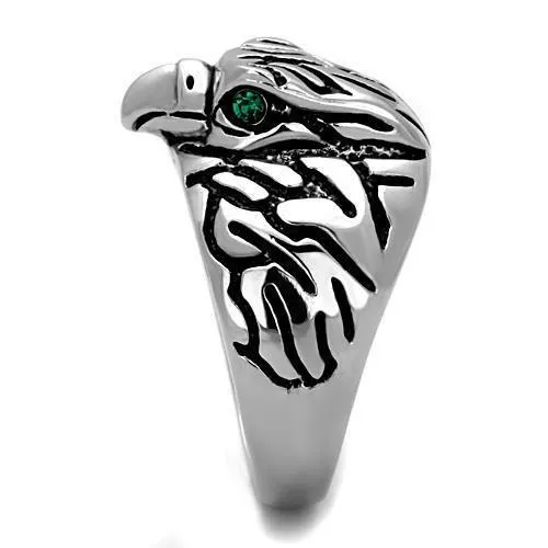 High polished (no plating) Stainless Steel Ring with Top Grade Crystal in Emerald for Women Style TK1600