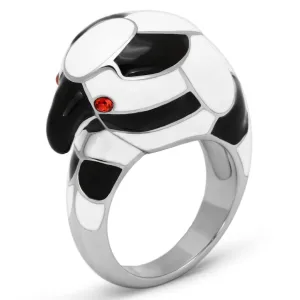 High polished (no plating) Stainless Steel Ring with Top Grade Crystal in Orange for Women Style TK806