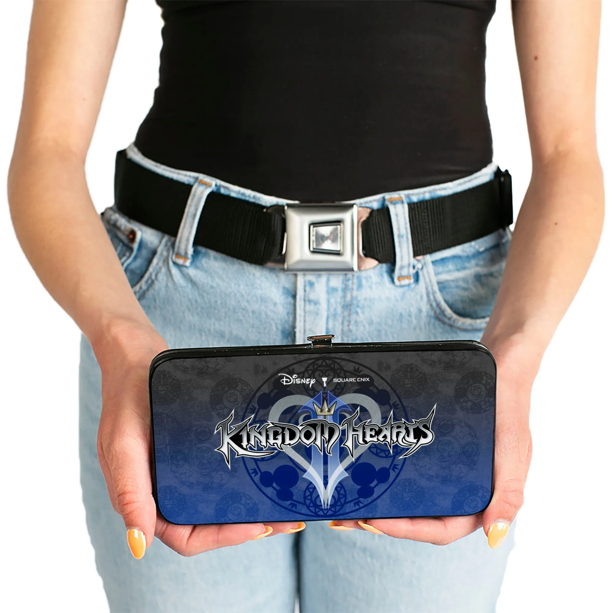 Hinged Wallet - KINGDOM HEARTS II Logo Hidden Mickey Symbol Symbols Scattered Blues