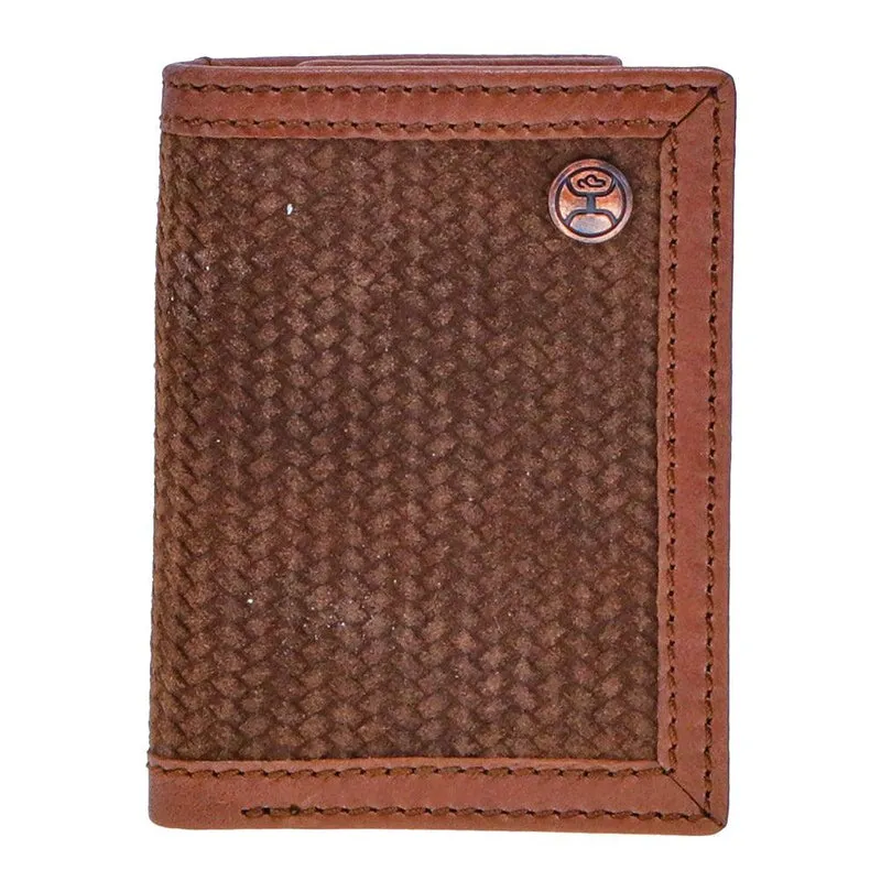 Hooey Classic Roughout Basket Weave Embossed Tri-Fold Wallet