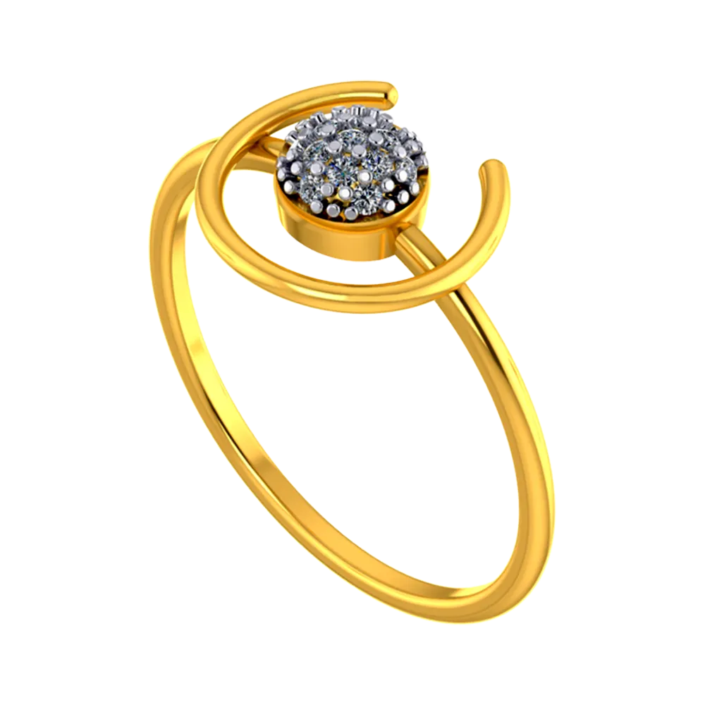 Intricately Detailed 18k Solitaire Ring With The Diamond Crowning On The Top