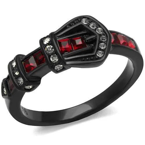 IP Black(Ion Plating) Stainless Steel Ring with Top Grade Crystal in Multi Color for Women Style TK1334J