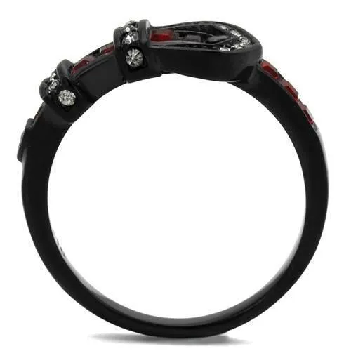 IP Black(Ion Plating) Stainless Steel Ring with Top Grade Crystal in Multi Color for Women Style TK1334J