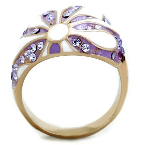 IP Rose Gold(Ion Plating) Stainless Steel Ring with Top Grade Crystal in Multi Color for Women Style TK1850