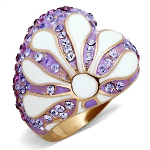 IP Rose Gold(Ion Plating) Stainless Steel Ring with Top Grade Crystal in Multi Color for Women Style TK1850