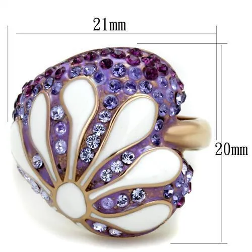 IP Rose Gold(Ion Plating) Stainless Steel Ring with Top Grade Crystal in Multi Color for Women Style TK1850