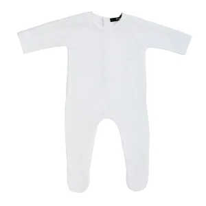 Ivory Velour Trim And Wings Footie