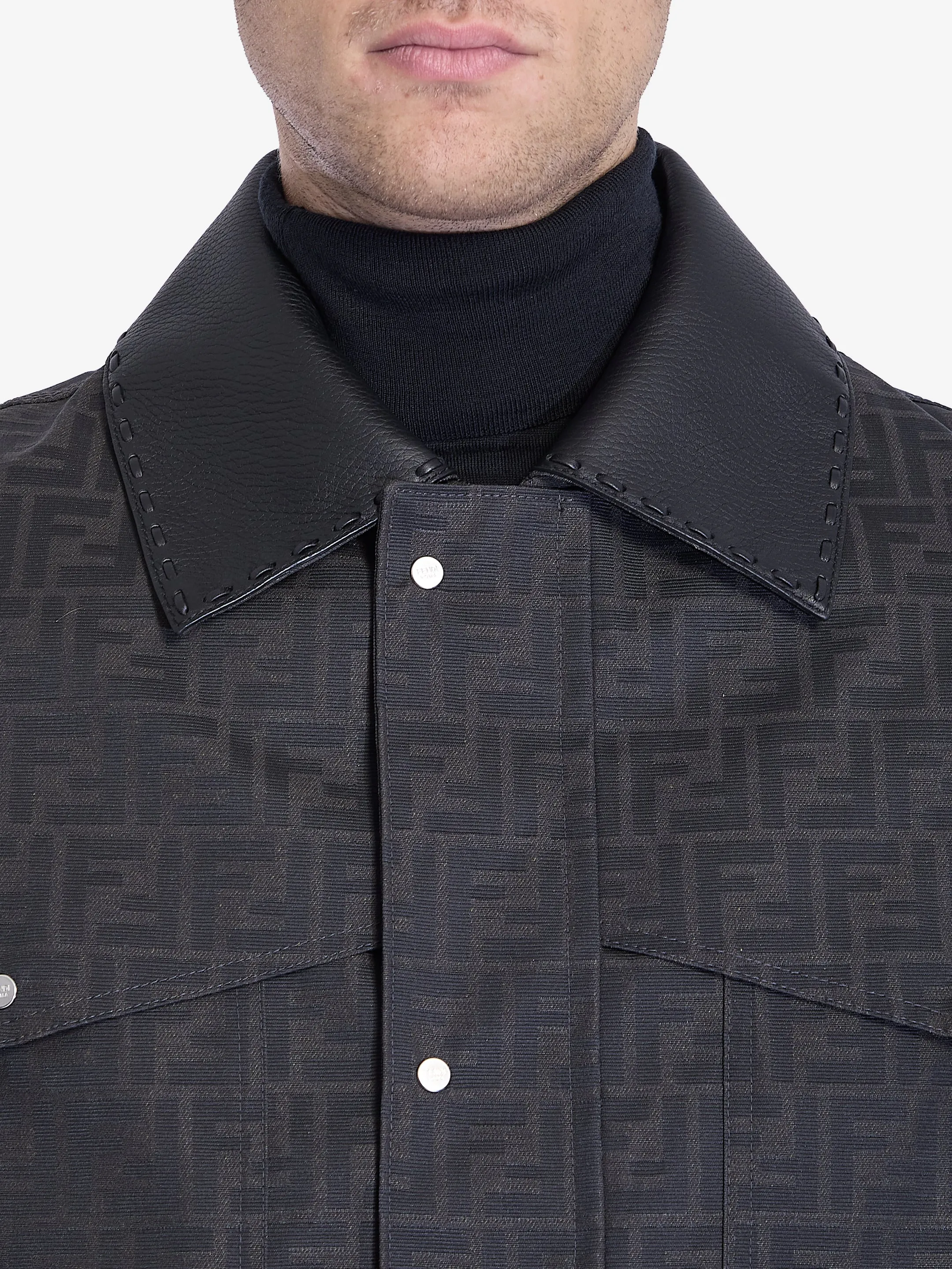 JACQUARD FF WAXED BROWN BLOUSON