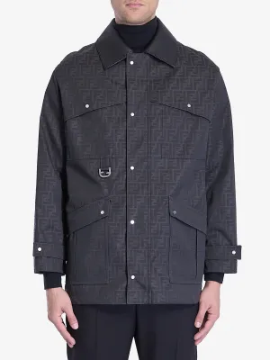 JACQUARD FF WAXED BROWN BLOUSON