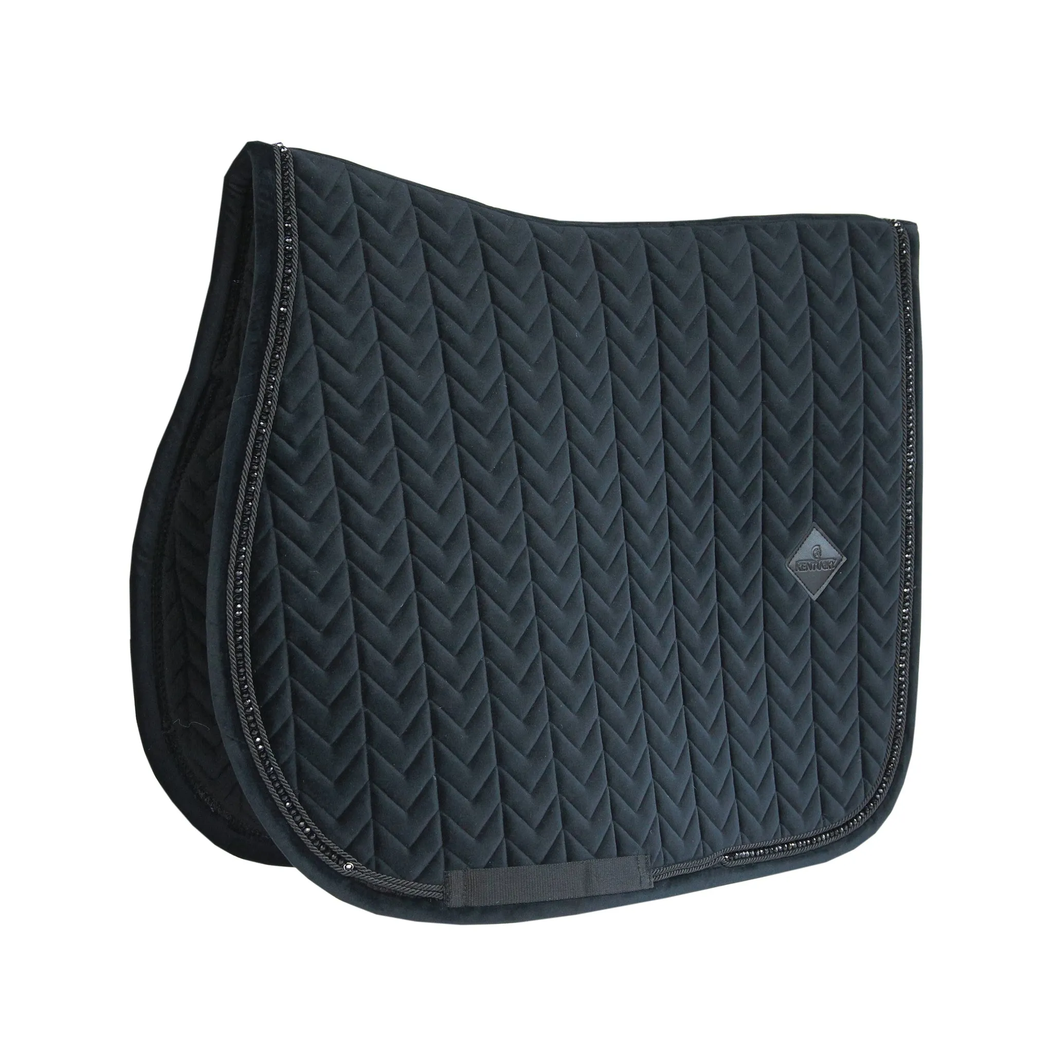 Kentucky Horsewear Saddle Pad Basic Velvet Pearls Jumping, Black