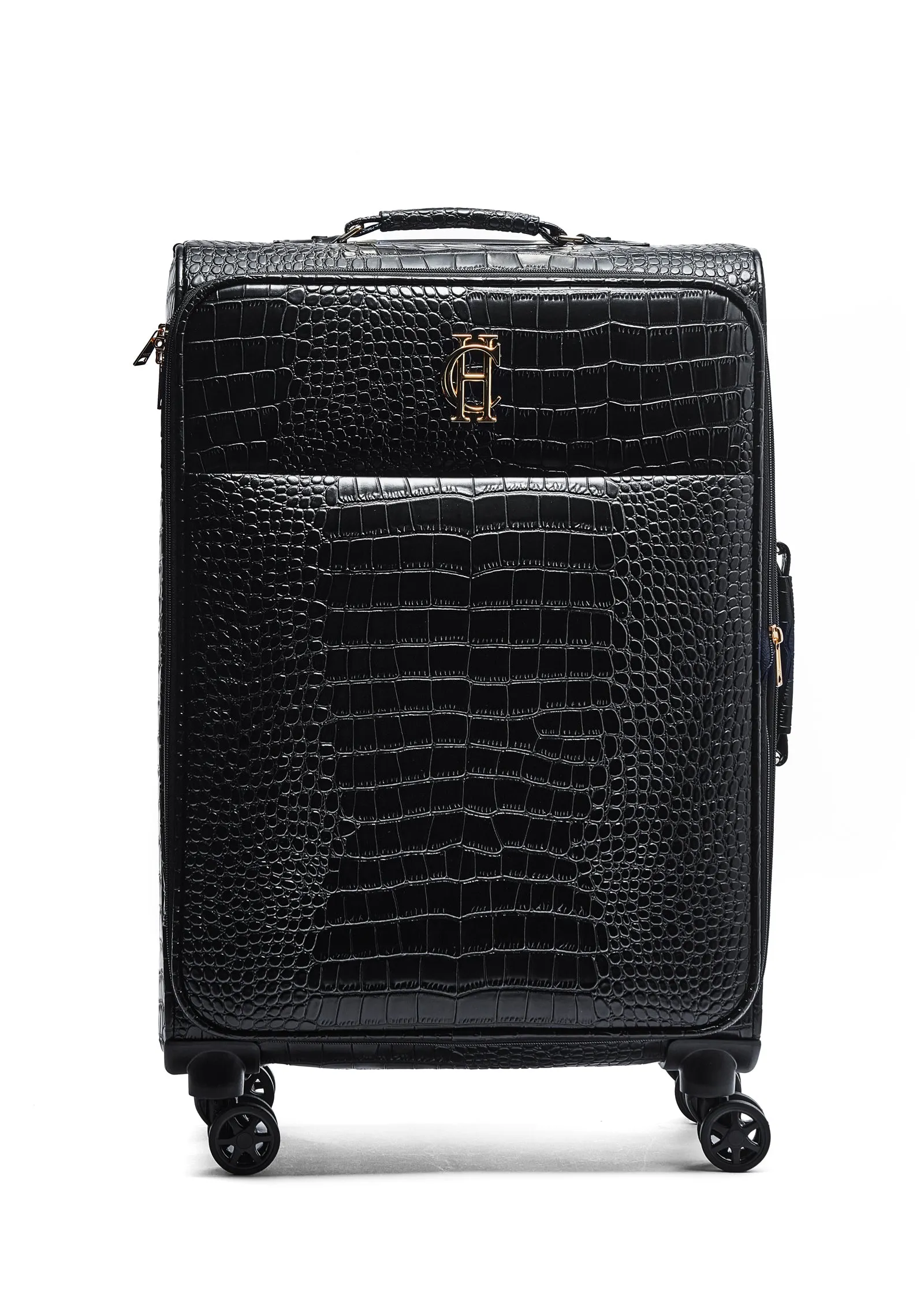 Knightsbridge Large Suitcase (Black Croc)