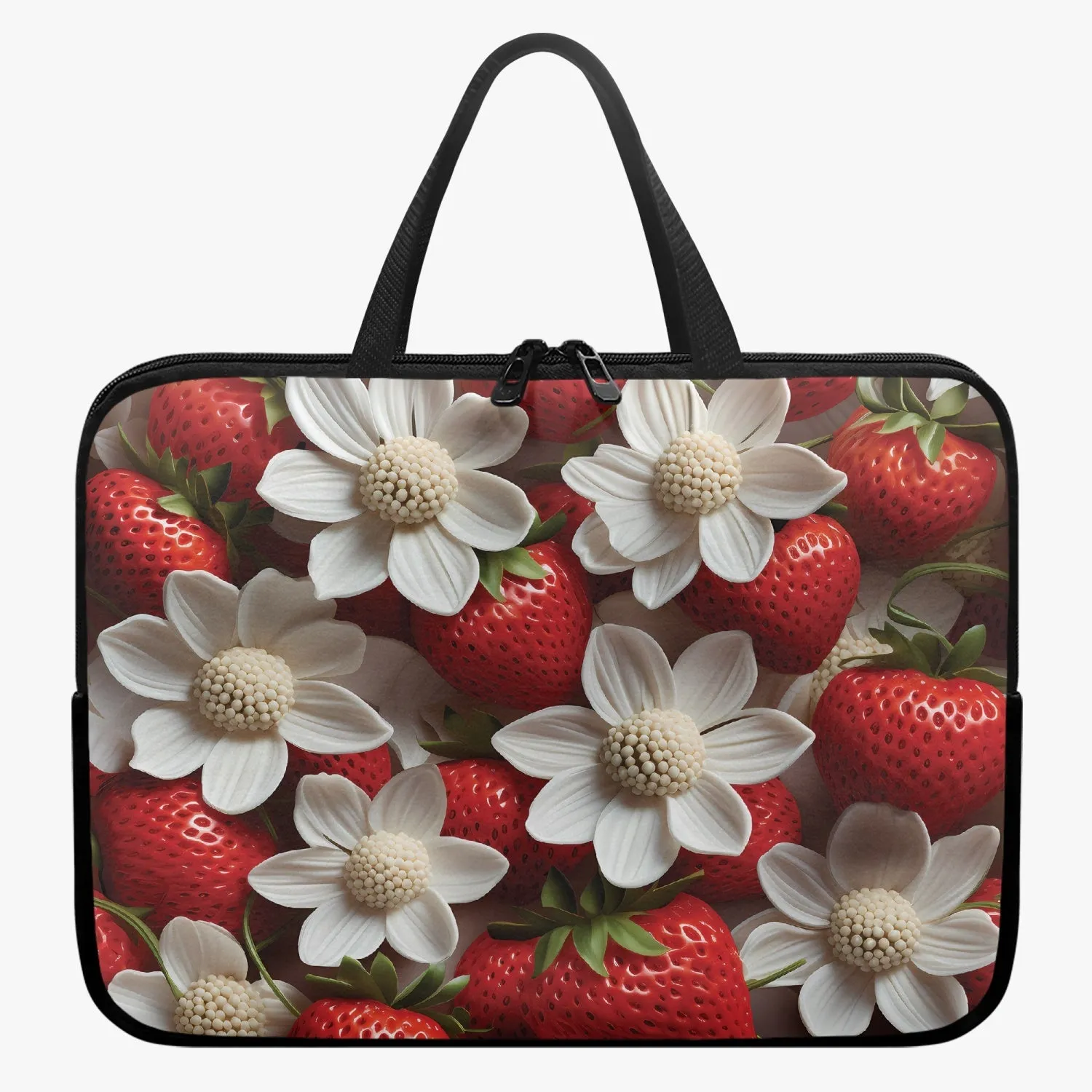 Laptop Sleeve with handles - Strawberries