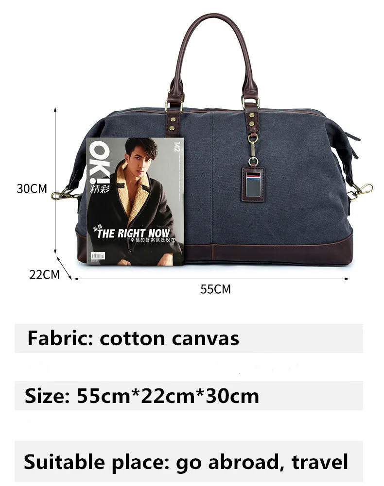 Large Canvas Leather Duffle Bag