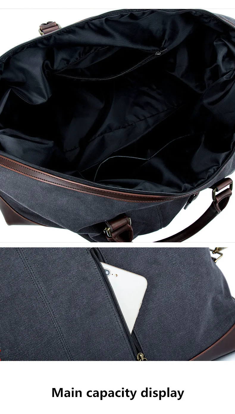 Large Canvas Leather Duffle Bag