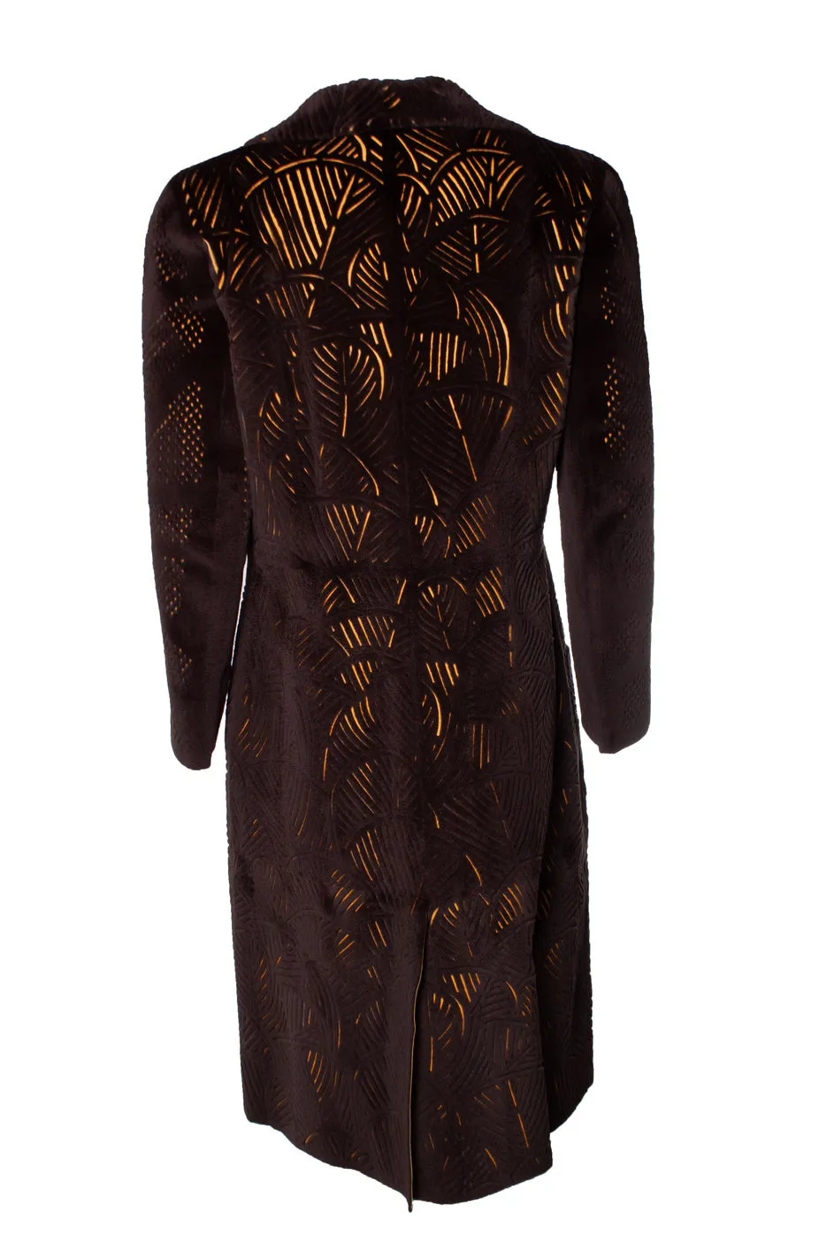 Lasercut mink and leather coat