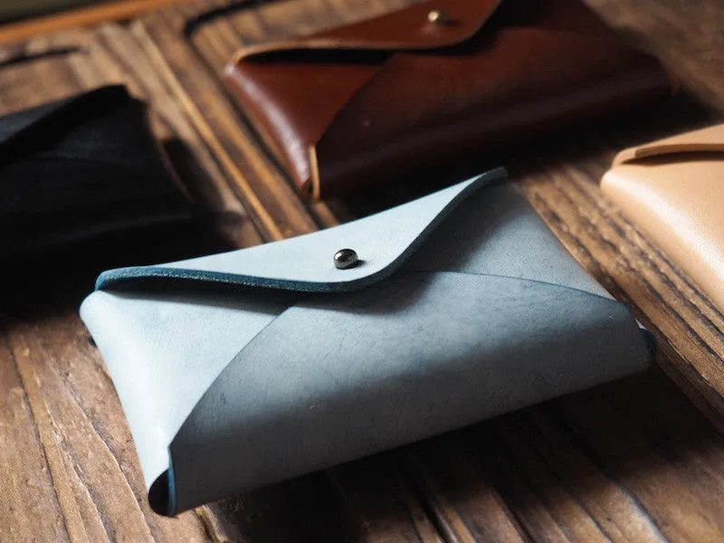 Leather Business Card Holder #Ghost Blue