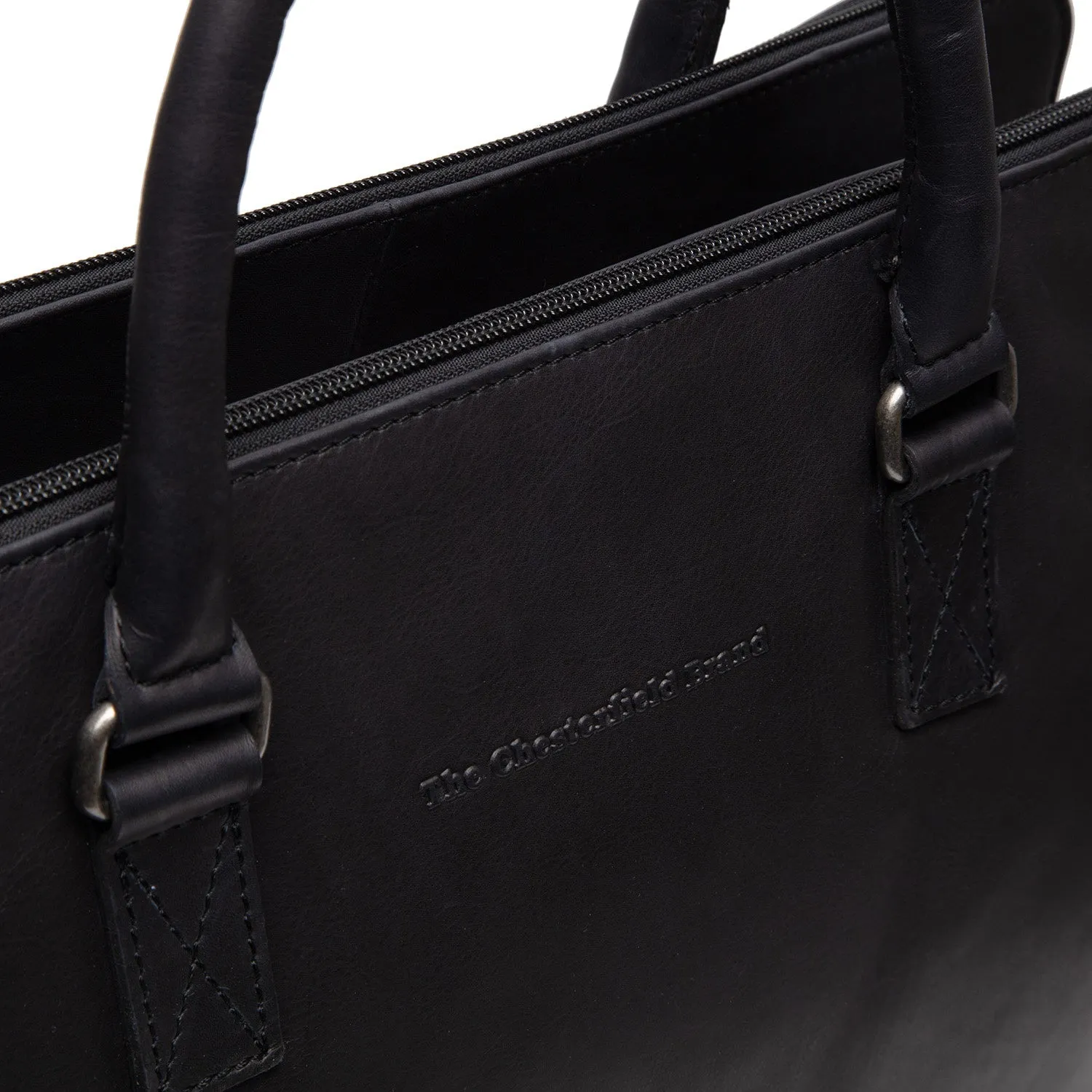 Leather Laptop Bag Black Cameron