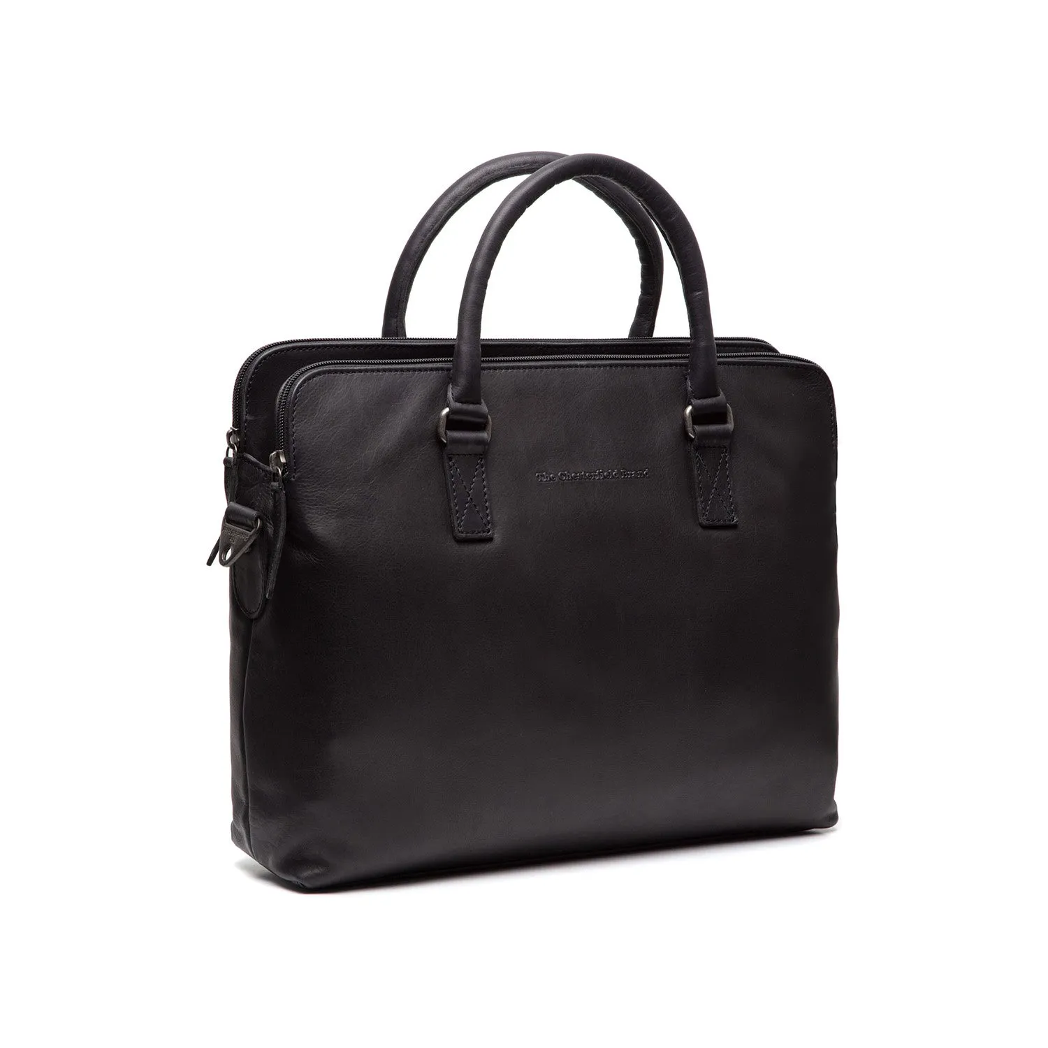 Leather Laptop Bag Black Cameron