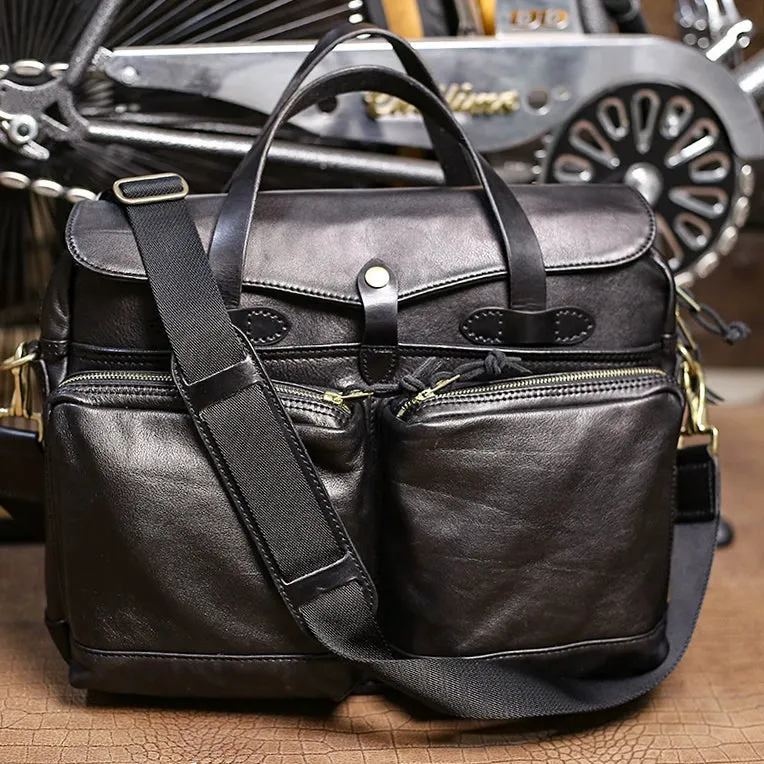 Leather Laptop Briefcase Men's bag, Calfskin Briefcase For Men, 14.6in Length -i7bags