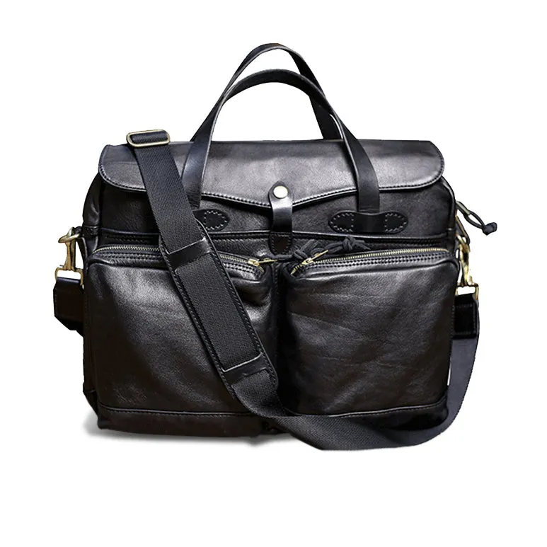 Leather Laptop Briefcase Men's bag, Calfskin Briefcase For Men, 14.6in Length -i7bags